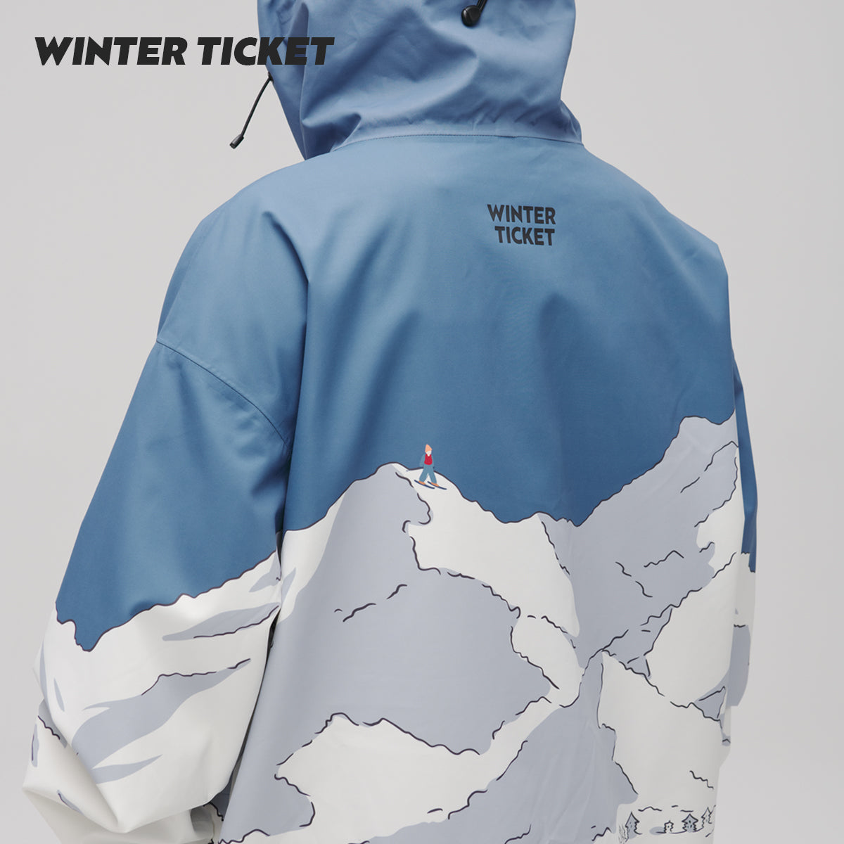 WinterTicket双单板自由式OVERSIZE宽大嘻哈夜间雪山3L夹克滑雪服