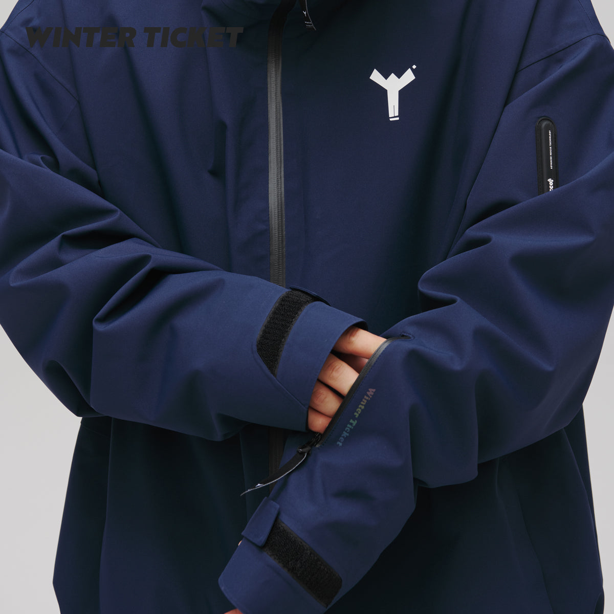 WinterTicket双单板自由式OVERSIZE宽大嘻哈藏青色滑雪3L夹克雪服