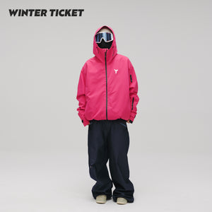 WinterTicket双单板自由式OVERSIZE宽大嘻哈火龙果滑雪3L夹克雪服