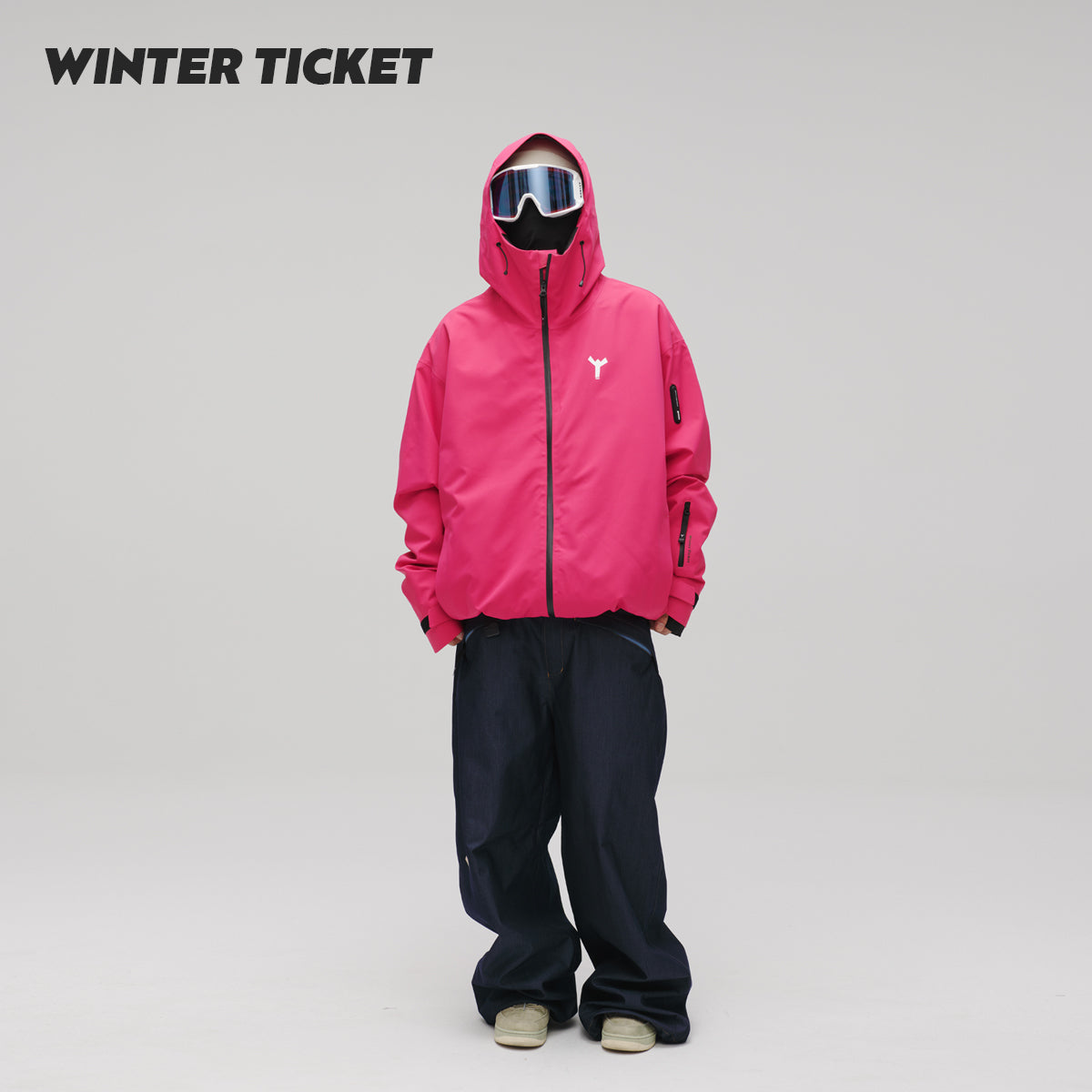 WinterTicket双单板自由式OVERSIZE宽大嘻哈火龙果滑雪3L夹克雪服