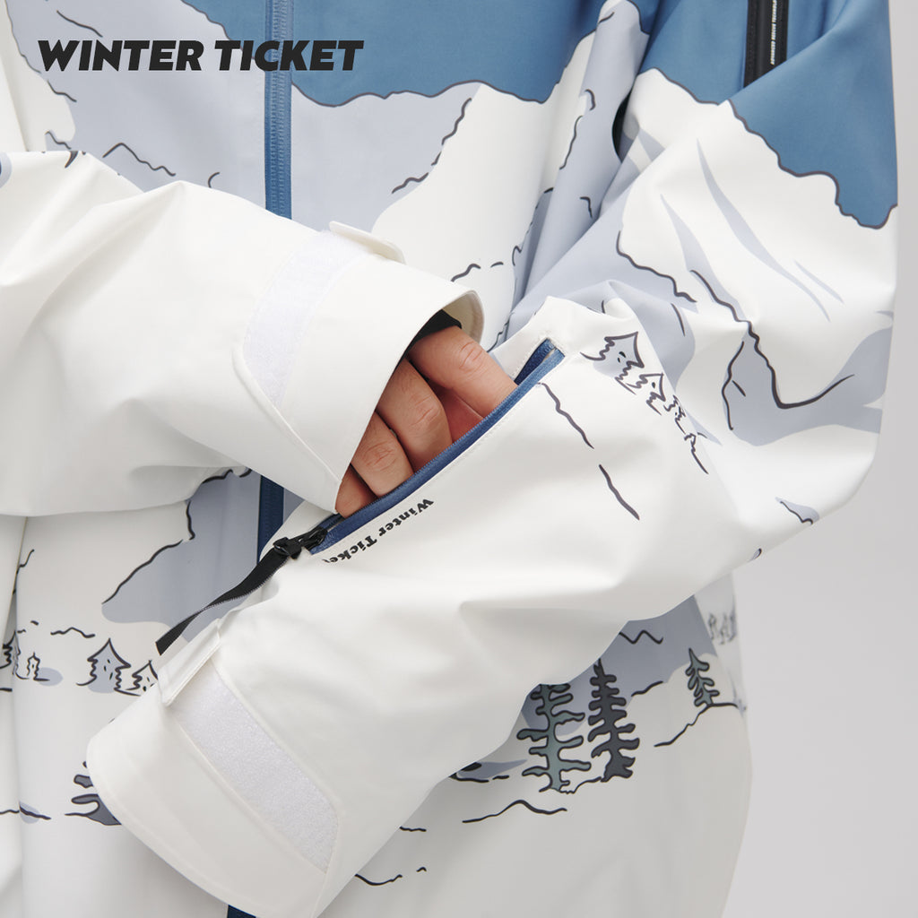 WinterTicket双单板自由式OVERSIZE宽大嘻哈夜间雪山3L夹克滑雪服