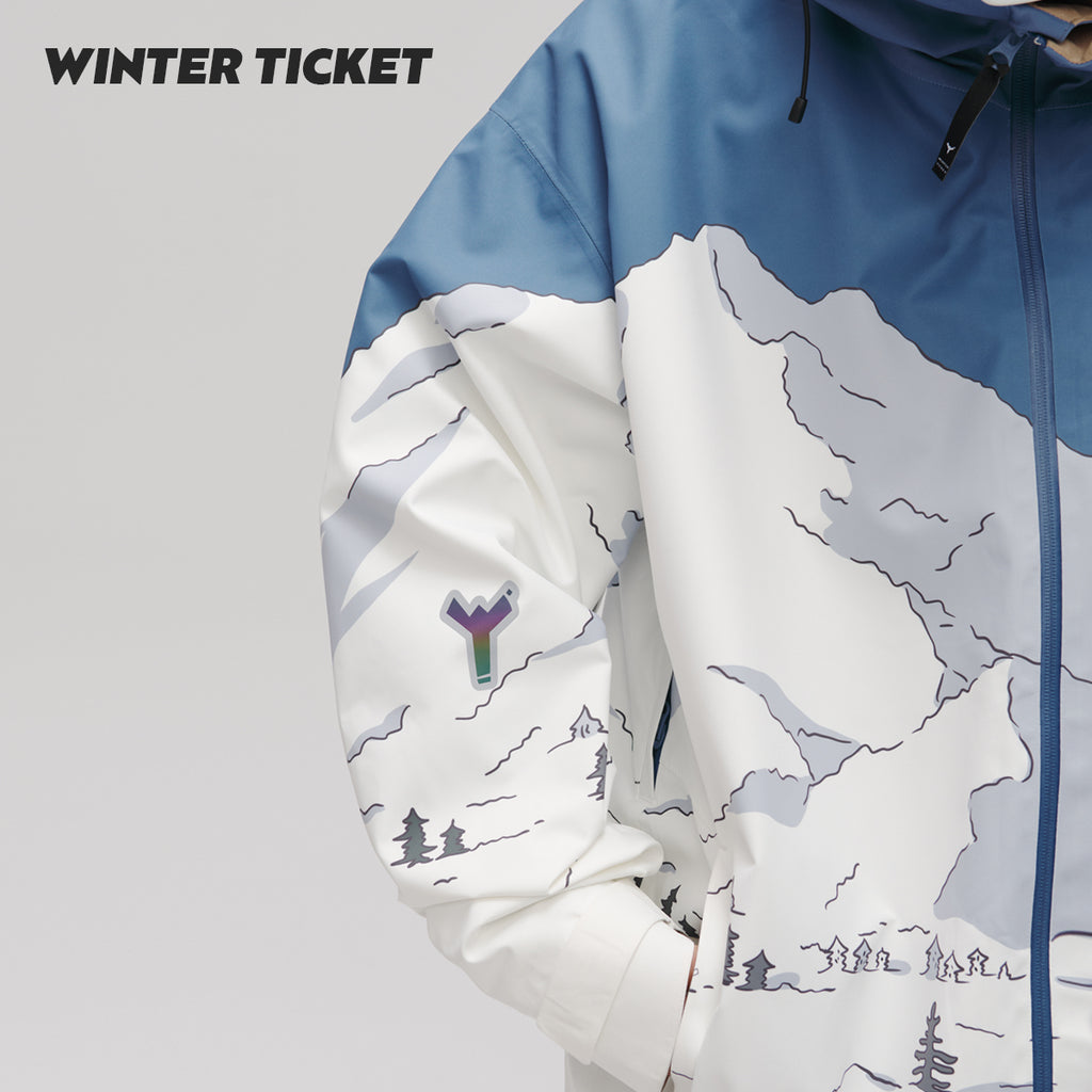 WinterTicket双单板自由式OVERSIZE宽大嘻哈夜间雪山3L夹克滑雪服