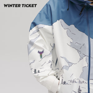 WinterTicket双单板自由式OVERSIZE宽大嘻哈夜间雪山3L夹克滑雪服