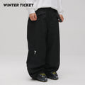 WINTER TICKET经典黑色宽大嘻哈Oversize单双板自由式滑雪裤子