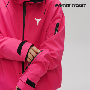 WinterTicket双单板自由式OVERSIZE宽大嘻哈火龙果滑雪3L夹克雪服