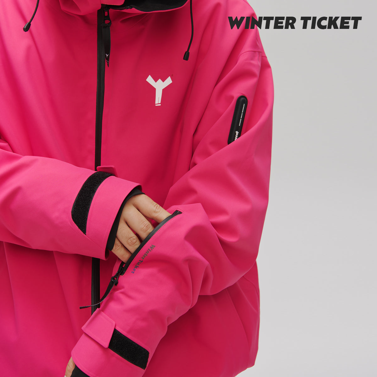 WinterTicket双单板自由式OVERSIZE宽大嘻哈火龙果滑雪3L夹克雪服
