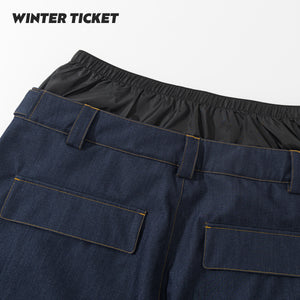 WINTER TICKET新款仿牛仔宽大嘻哈Oversize单双板自由式滑雪裤子