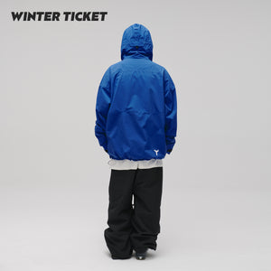 WinterTicket Freestyle Ski/Snowboard Oversized Loose Hip-Hop Recco 3L Ski Jacket Klein Blue