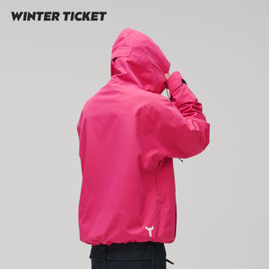 WinterTicket双单板自由式OVERSIZE宽大嘻哈火龙果滑雪3L夹克雪服