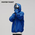 WinterTicket双单板自由式Oversize宽大嘻哈Recco滑雪3L夹克克莱因蓝雪服