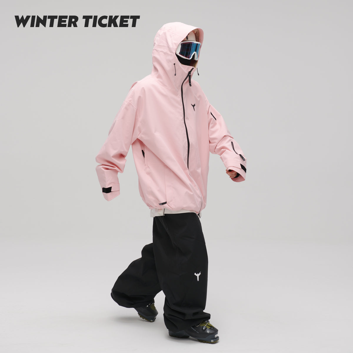 WinterTicket双单板自由式OVERSIZE宽大嘻哈Recco滑雪3L夹克粉雪雪服