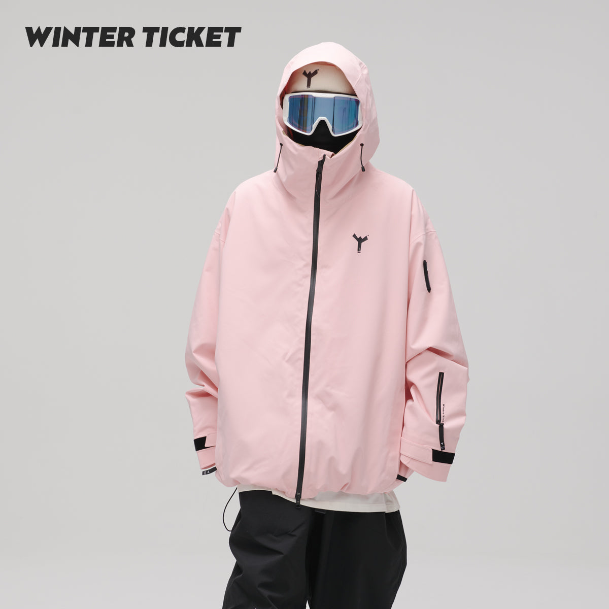 WinterTicket双单板自由式OVERSIZE宽大嘻哈Recco滑雪3L夹克粉雪雪服