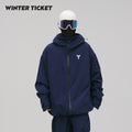 WinterTicket双单板自由式OVERSIZE宽大嘻哈藏青色滑雪3L夹克雪服