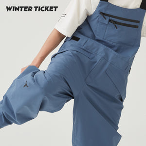 WINTER TICKET单双板自由式宽松嘻哈oversize野雪暗灰蓝背带裤