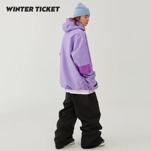 WinterTicket Ski/Snowboard Freestyle OVERSIZE Purple Baggy Hip-hop 3L Pullover Snow Jacket
