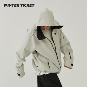 WinterTicket Ski/Snowboard Freestyle Oversized Hip-Hop Recco Baicao Frost Grey 3L Ski Jacket Snow Suit