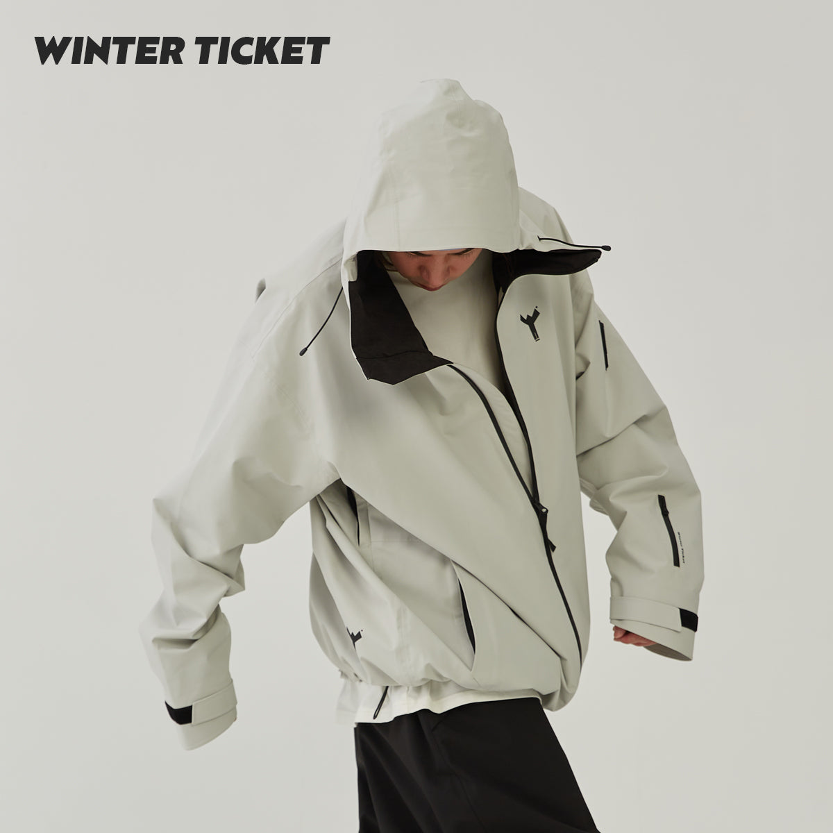 WinterTicket双单板自由式OVERSIZE宽大嘻哈Recco百草霜滑雪3L夹克雪服