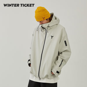 WinterTicket Ski/Snowboard Freestyle Oversized Hip-Hop Recco Baicao Frost Grey 3L Ski Jacket Snow Suit