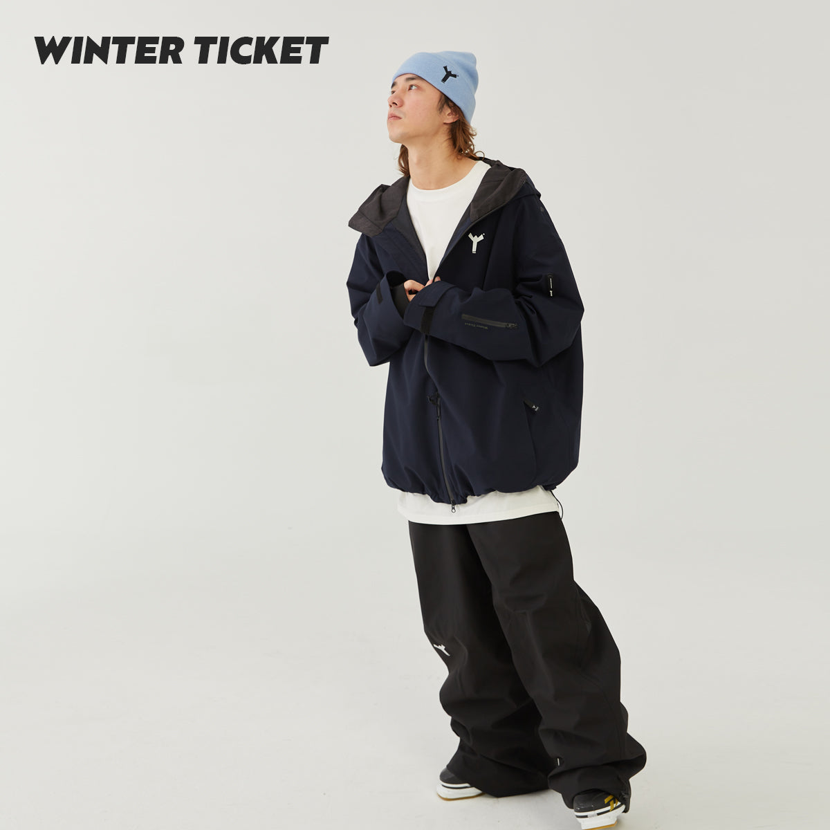 WinterTicket双单板自由式OVERSIZE宽大嘻哈Recco滑雪3L深藏青色雪服