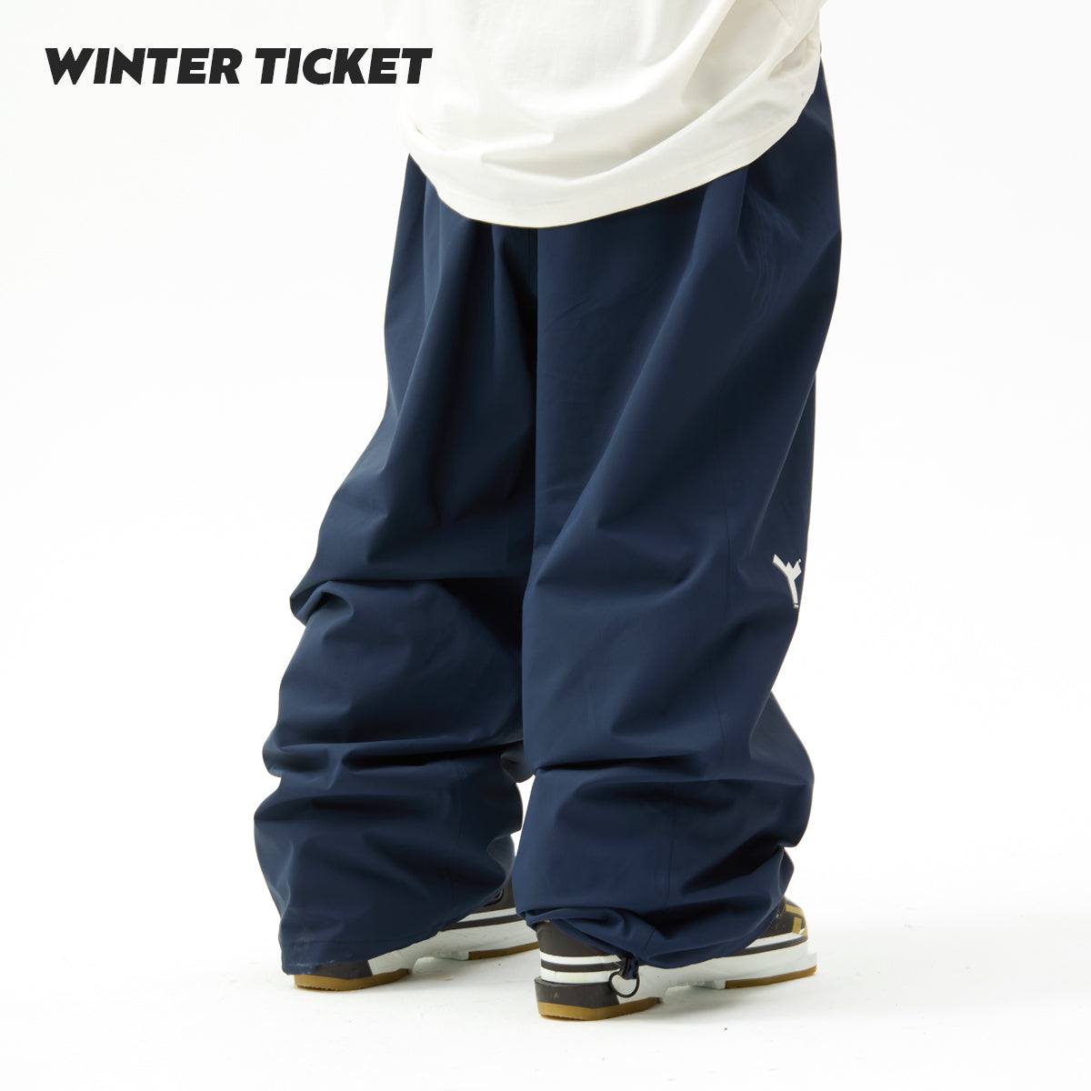 WINTER TICKET 藏青色宽大Oversize单双板自由式滑雪裤子