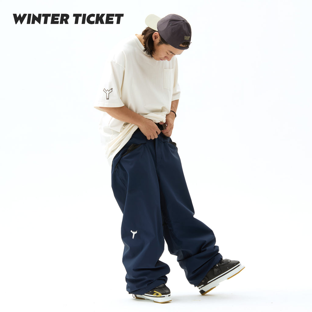 WINTER TICKET 藏青色宽大Oversize单双板自由式滑雪裤子