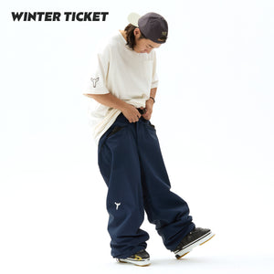 WINTER TICKET 藏青色宽大Oversize单双板自由式滑雪裤子