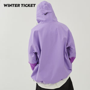WinterTicket Ski/Snowboard Freestyle OVERSIZE Purple Baggy Hip-hop 3L Pullover Snow Jacket