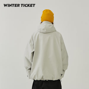 WinterTicket Ski/Snowboard Freestyle Oversized Hip-Hop Recco Baicao Frost Grey 3L Ski Jacket Snow Suit