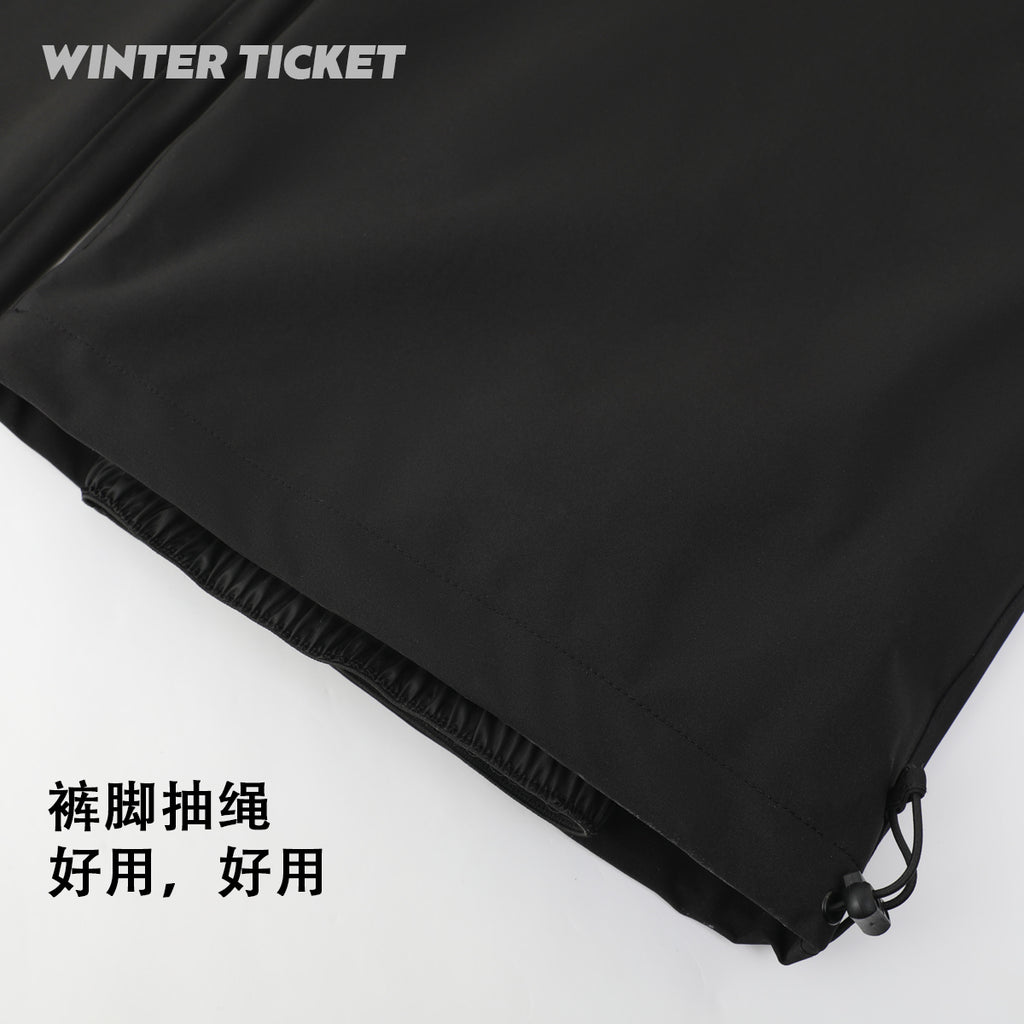 WINTER TICKET经典黑色宽大嘻哈Oversize单双板自由式滑雪裤子