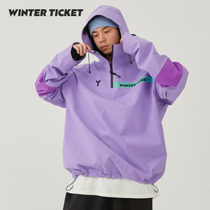 WinterTicket Ski/Snowboard Freestyle OVERSIZE Purple Baggy Hip-hop 3L Pullover Snow Jacket