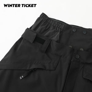 WINTER TICKET经典黑色宽大嘻哈Oversize单双板自由式滑雪裤子