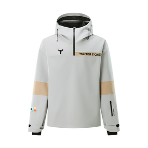 WinterTicket Ski/Snowboard Freestyle Oversize Grey-Brown Baggy Hip-Hop 3L Pullover Snow Jacket