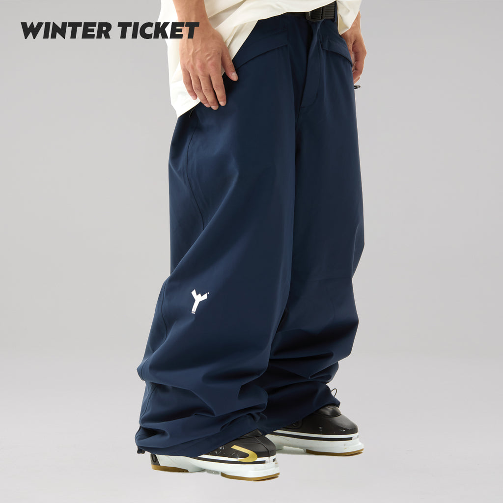 WINTER TICKET 藏青色宽大Oversize单双板自由式滑雪裤子