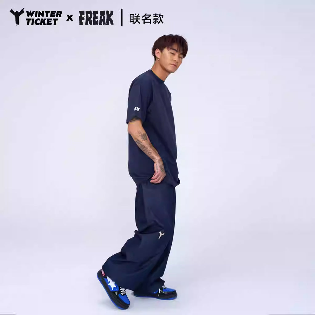 WINTERTICKETxFERAK联名款 自由式单双板宽大嘻哈T恤圆领印花短袖