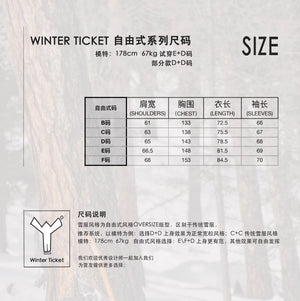 WINTER TICKET Freestyle Ski & Snowboard Oversized Hip Hop White Round Neck Triple Protection Long Sleeve T-Shirt