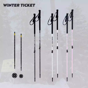WinterTicket Wild Snow Big Snow Carbon Fiber Ski Poles, Lightweight Telescopic, Freestyle, with 2 x Aluminum Shafts