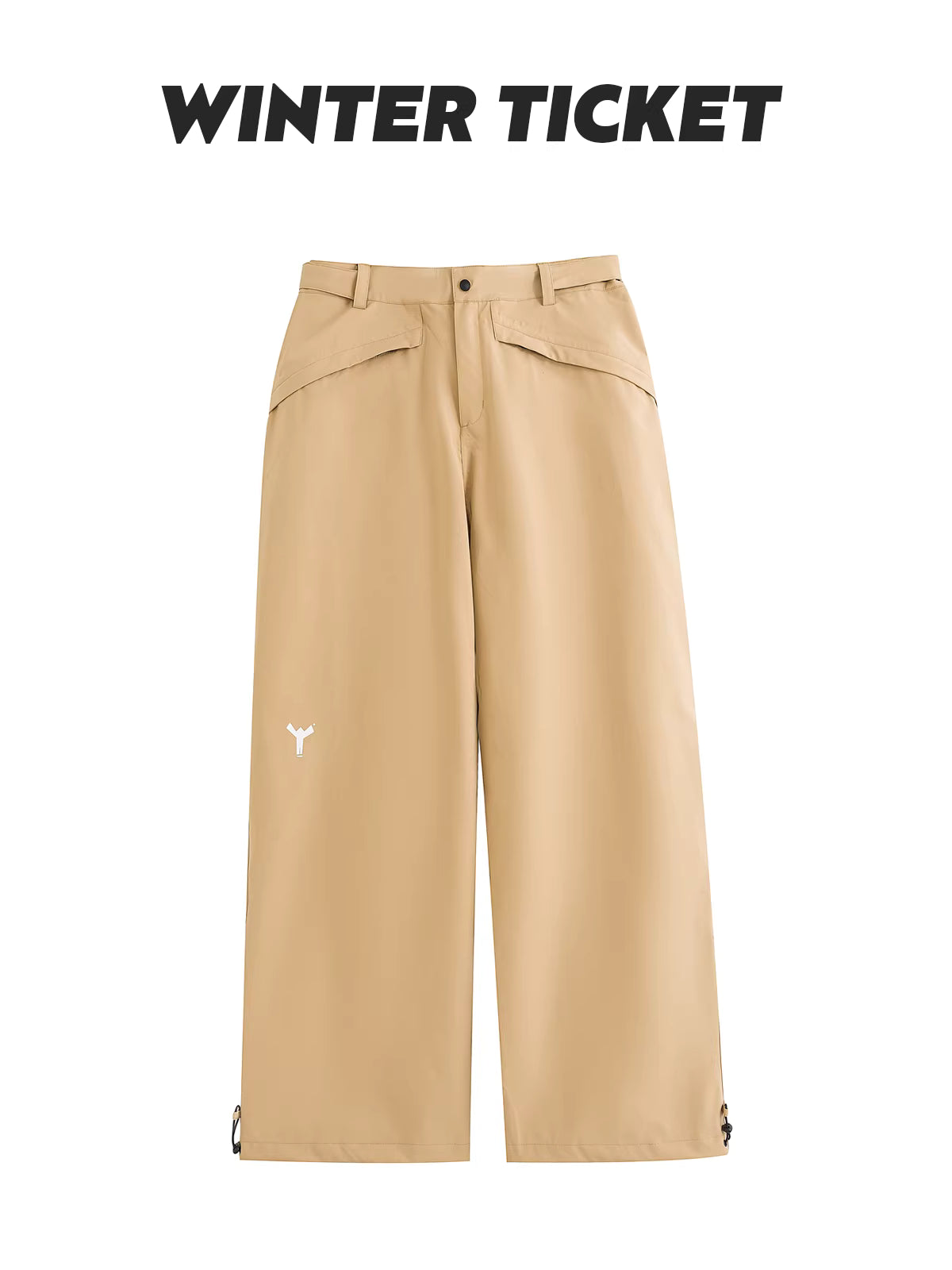 WinterTicket 卡其色防水嘻哈Oversize单双板自由式滑雪裤配腰带