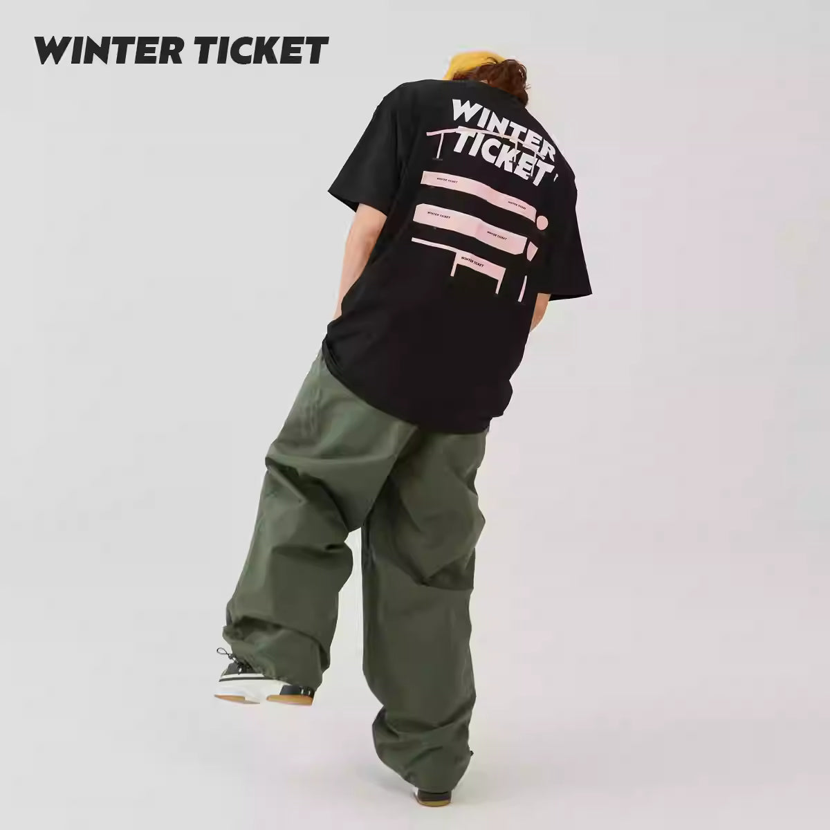WINTER TICKET自由式单双板宽大嘻哈经典T恤纯色圆领道具印花短袖