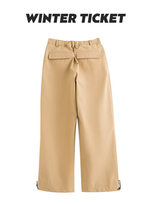 WinterTicket 卡其色防水嘻哈Oversize单双板自由式滑雪裤配腰带