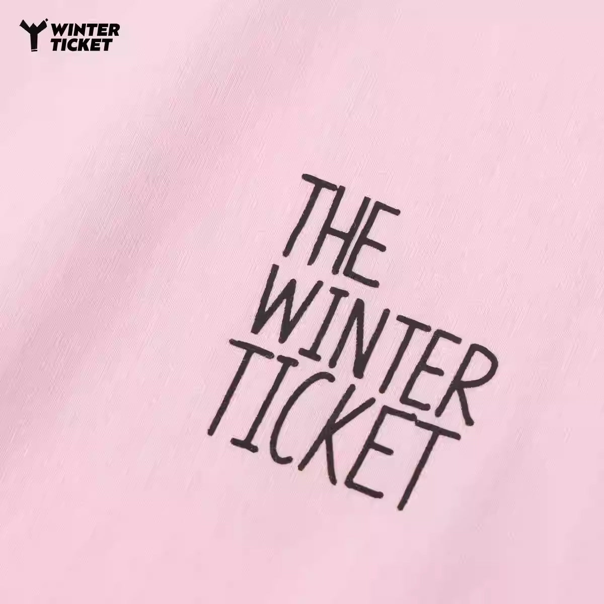 WINTERTICKET 宽大嘻哈男女T恤圆领印花粉色短袖