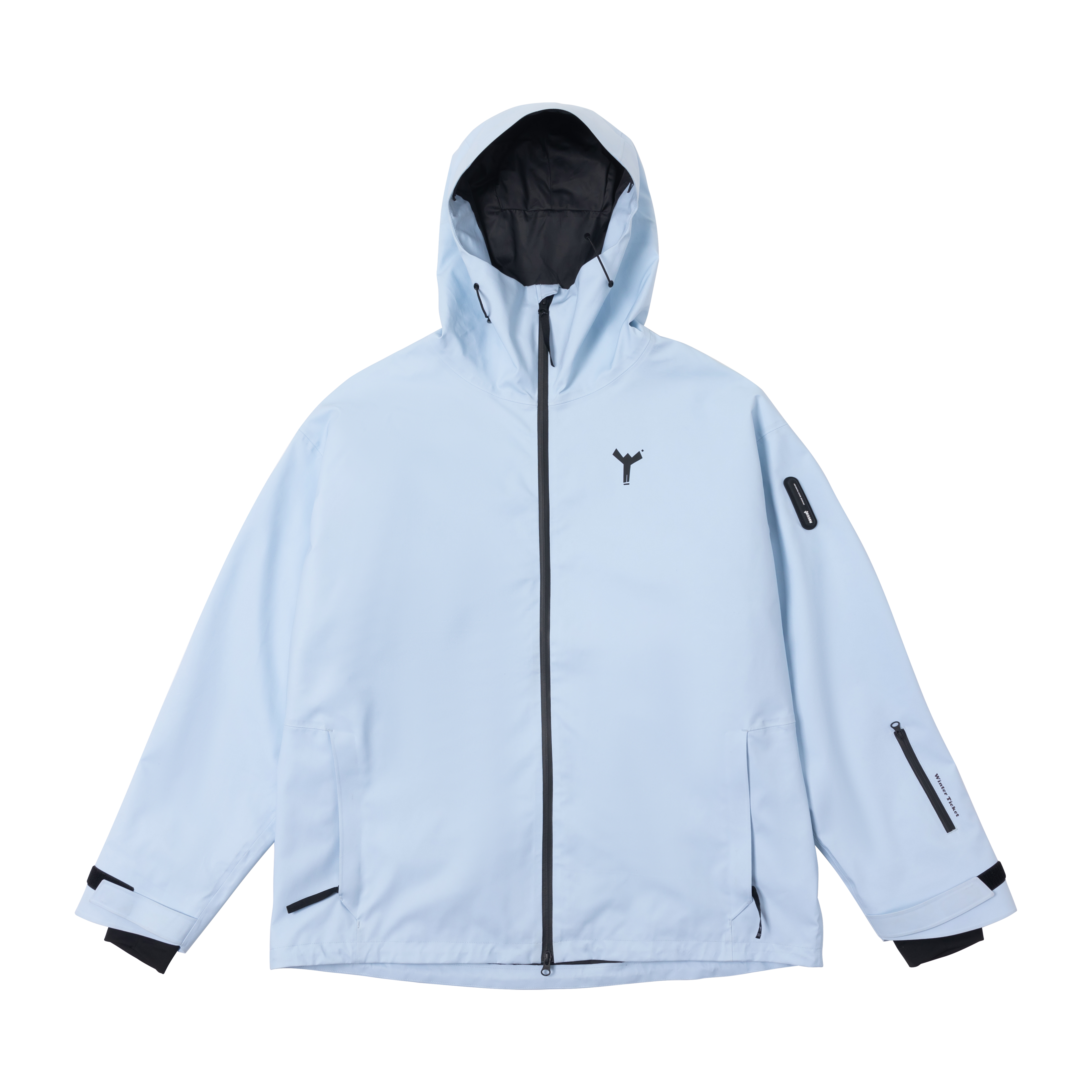 WinterTicket双单板自由式OVERSIZE宽大嘻哈Recco滑雪3L夹克淡蓝色雪服