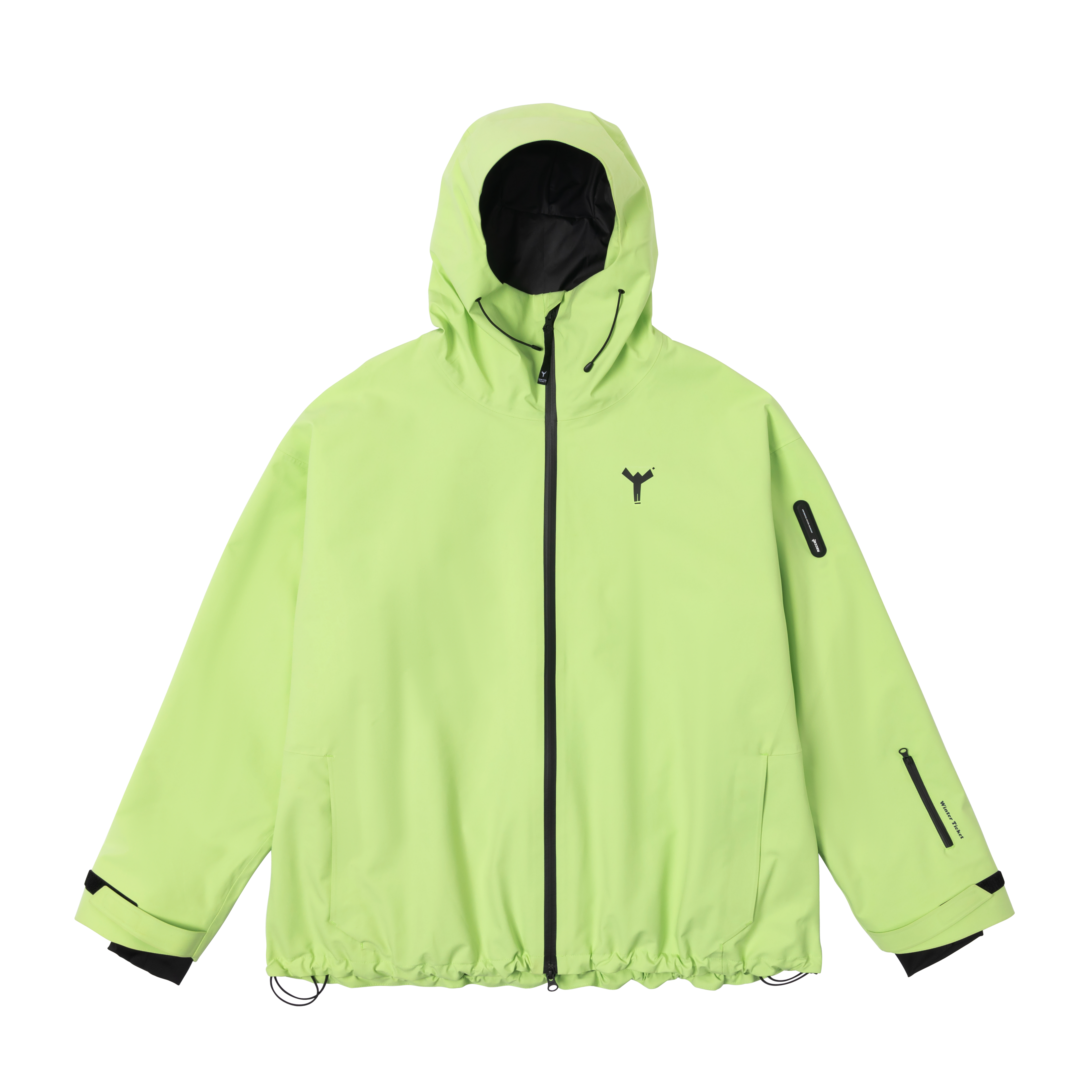 WinterTicket双单板自由式OVERSIZE宽大嘻哈Recco滑雪3L荧光黄夹克雪服