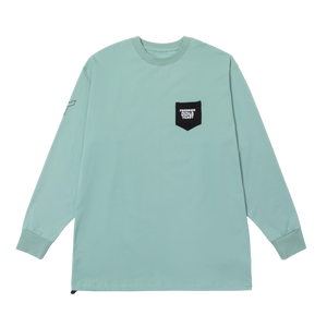 WINTER TICKET自由式单双板宽大嘻哈长袖T恤绿色圆领人物印花