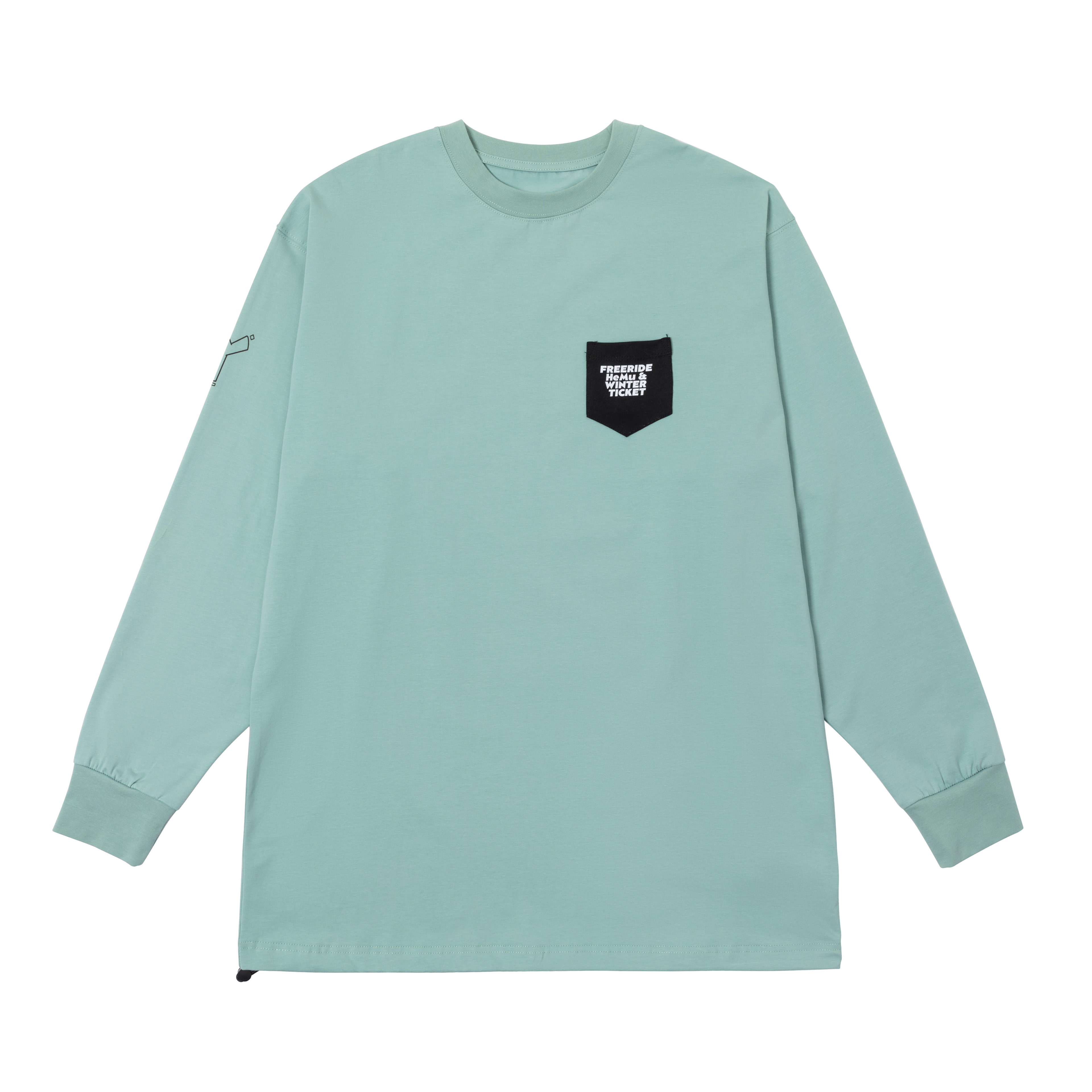 WINTER TICKET2425自由式单双板宽大嘻哈长袖T恤绿色圆领人物印花
