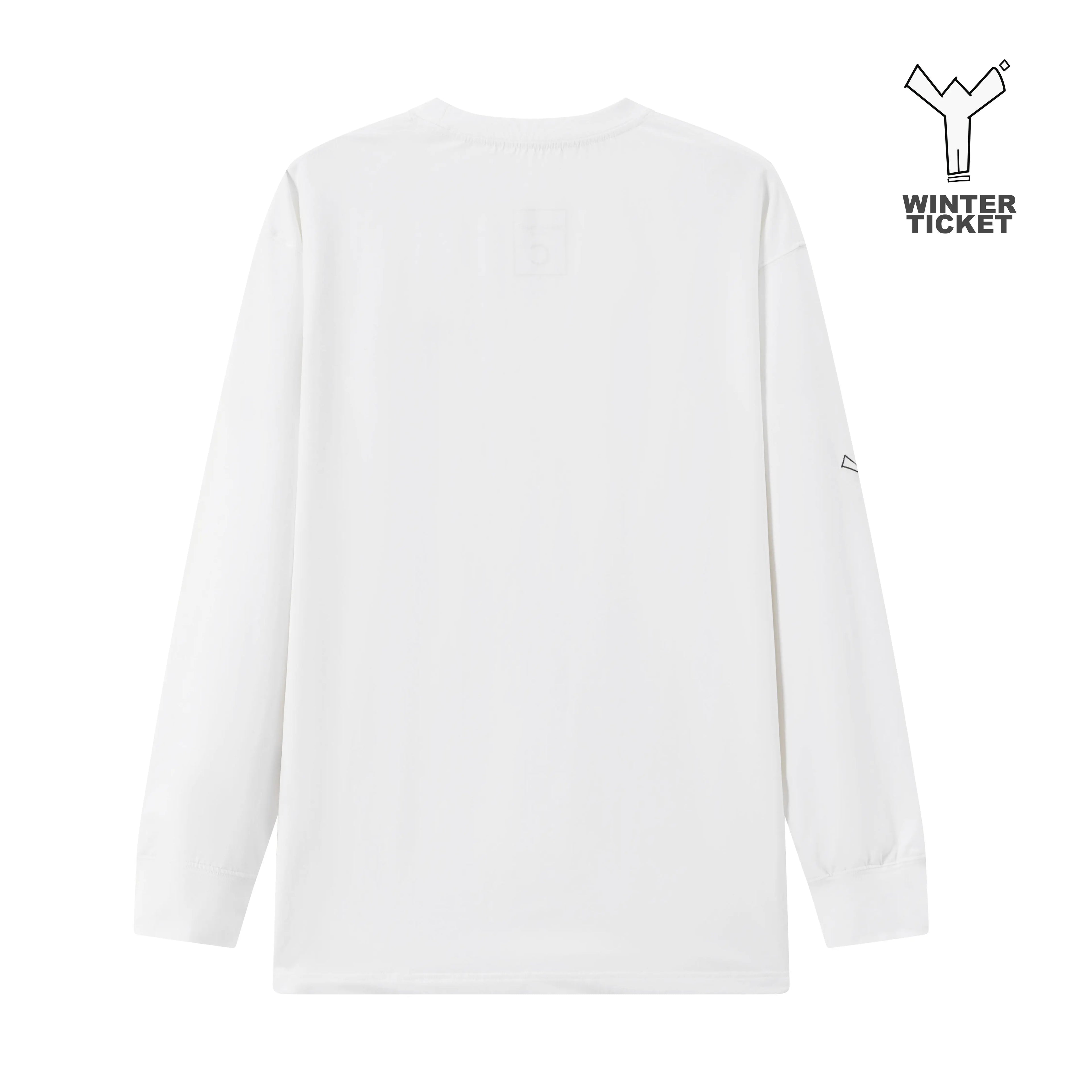 WINTER TICKET2526自由式单双板宽大嘻哈白色圆领三防长袖T恤